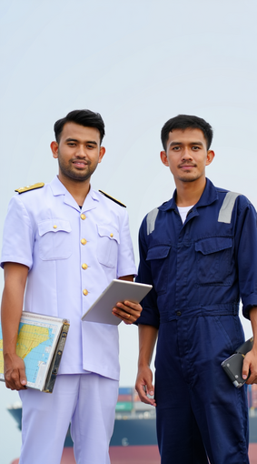 Certified Indonesian deck and engine officers for merchant vessel crewing services supporting global cargo and container fleets