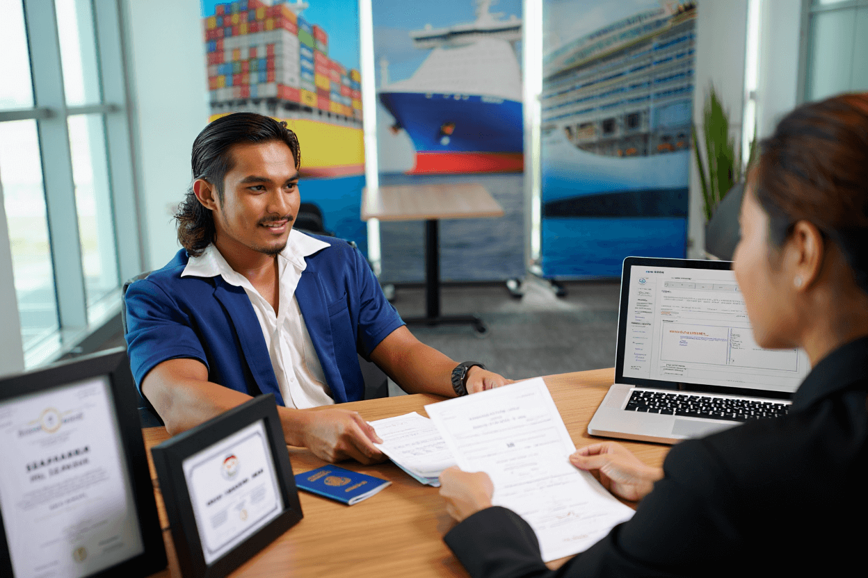 pelaut sedang melamar kerja di PT Arta Bahari Indonesia
